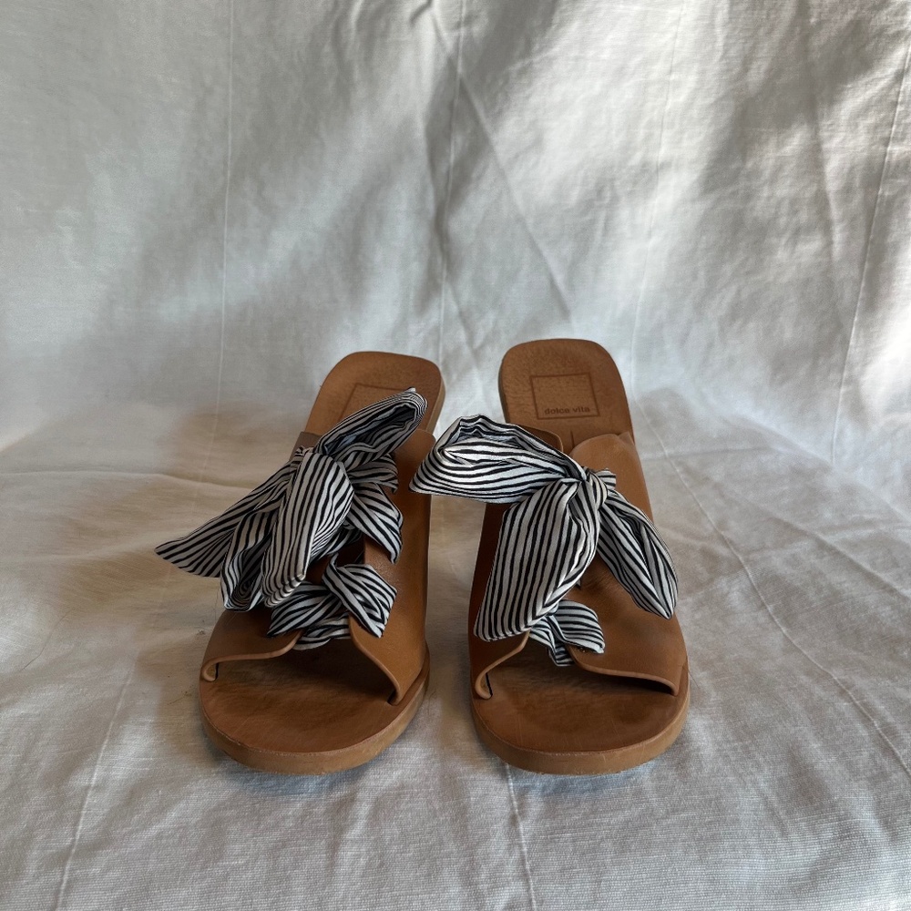 Dolce Vita Leather Bow Block Heels